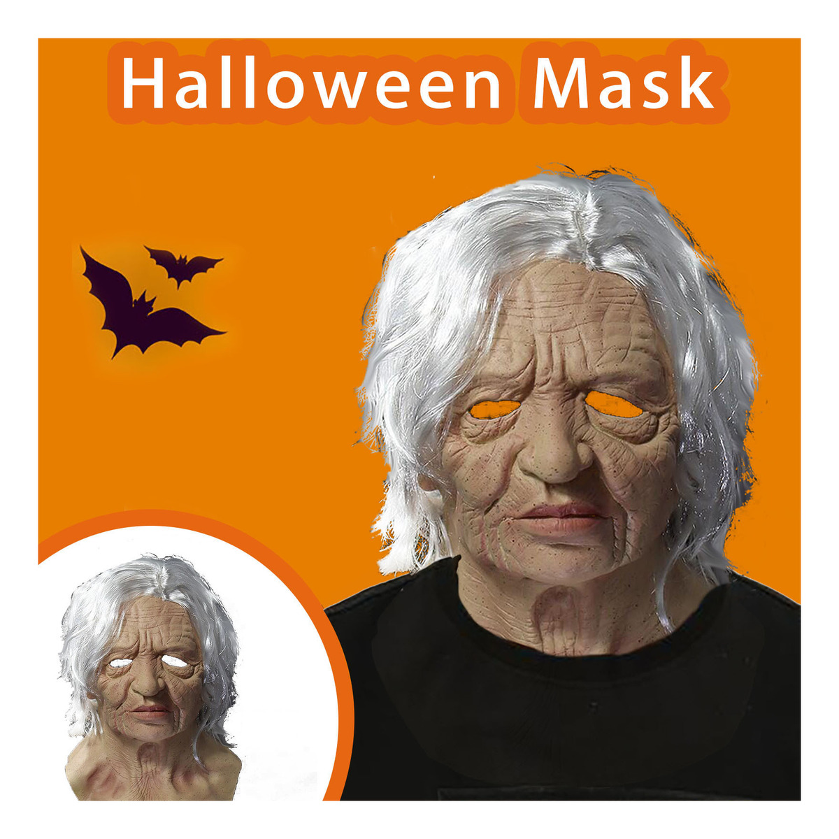 Máscara De Mulher Velha De Halloween Máscara Facial Assustad - Imagem 5