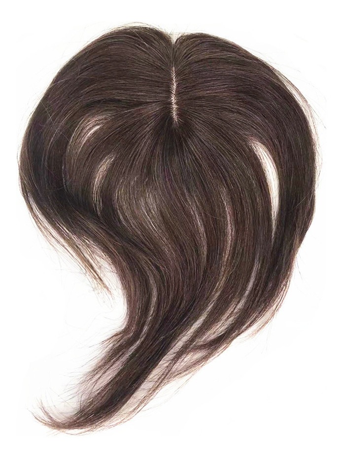 Aplique Cabelo Humano Topper Frontal Cast Escuro Franja Wig - Imagem 4