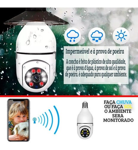 Câmera Seguranca Lâmpada Panorâmica Wifi 1080p Espia - Imagem 7