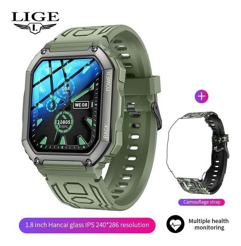 Relógio Esportivo Lige Bluetooth Call Masculino Militar Smar - Imagem 8