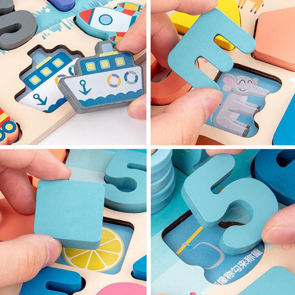 Criança Jigsaw Crianças Puzzle Board Alfabeto Números Matemá - Imagem 4