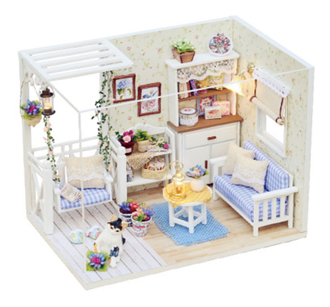 Dollhouse Miniatura Com Móveis Diy Dollhouse Kit De Madeira
