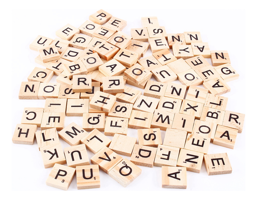 100pcs Puzzle Tiles Letras Alfabeto Peças De Madeira Números