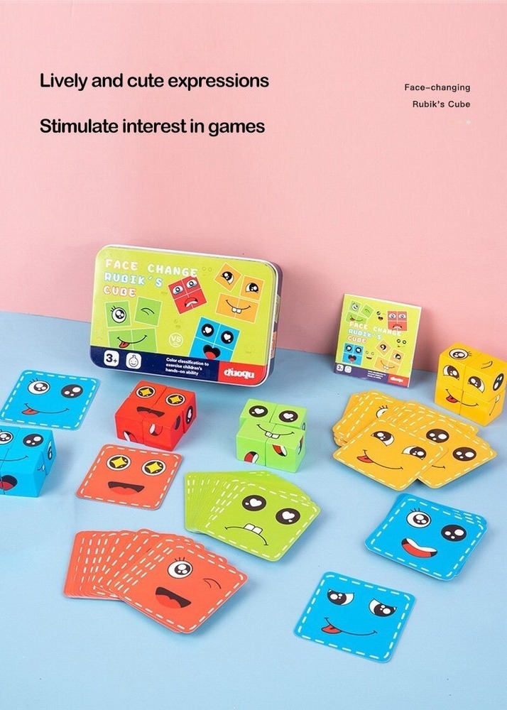 Blocos De Construção De Emoji De Madeira Brinquedo De Jogo - Imagem 9