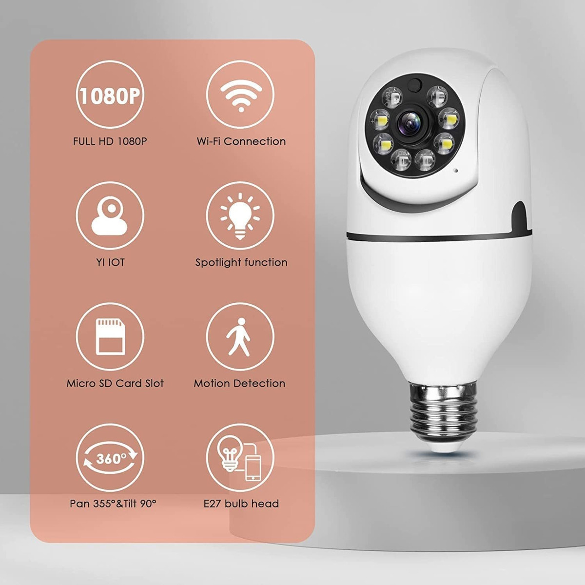2pcs 2.4ghz E 5g Wifi Lâmpada Câmera De Segurança 1080p - Imagem 6