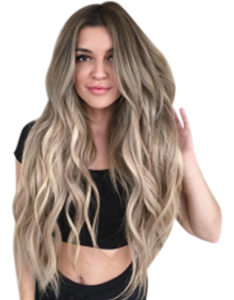 Peruca Mulheres Mix Cores Gradiente Longo Encaracolado Peruc - Imagem 7