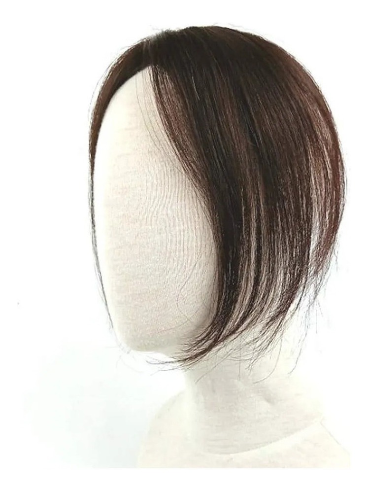 Aplique Cabelo Humano Topper Frontal Cast Escuro Franja Wig - Imagem 5