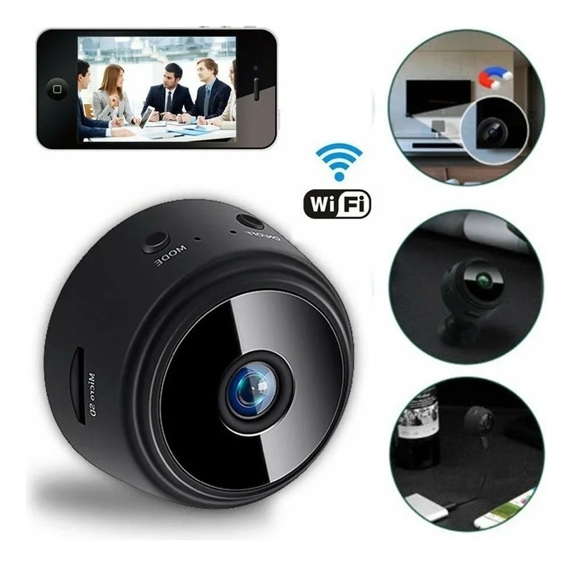 Mini Câmera Wifi Portátil Metal Case Com Visão Noturna