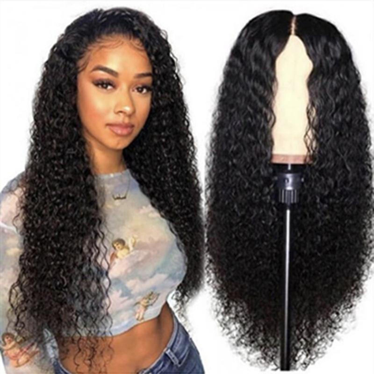 Perucas Afro Peruca Frontal De Renda Resistente Rede Preta - Imagem 4