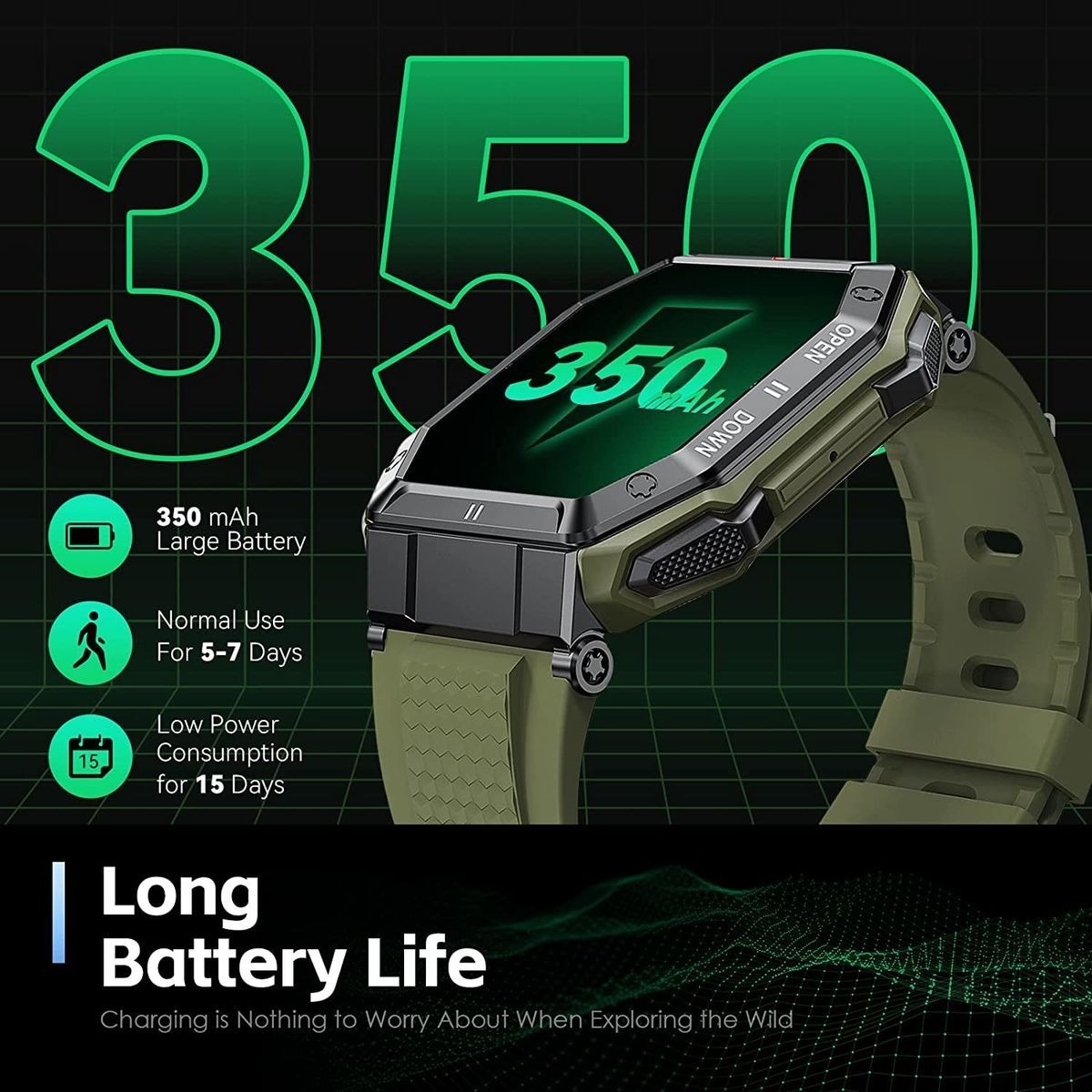 Smartwatch Para Homens Tactical Fitness Tracker - Imagem 4