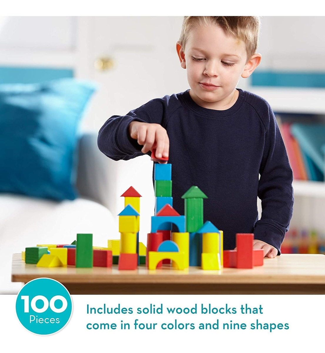 Conjunto De Blocos De Madeira Melissa E Doug De 100 Peças - Imagem 2