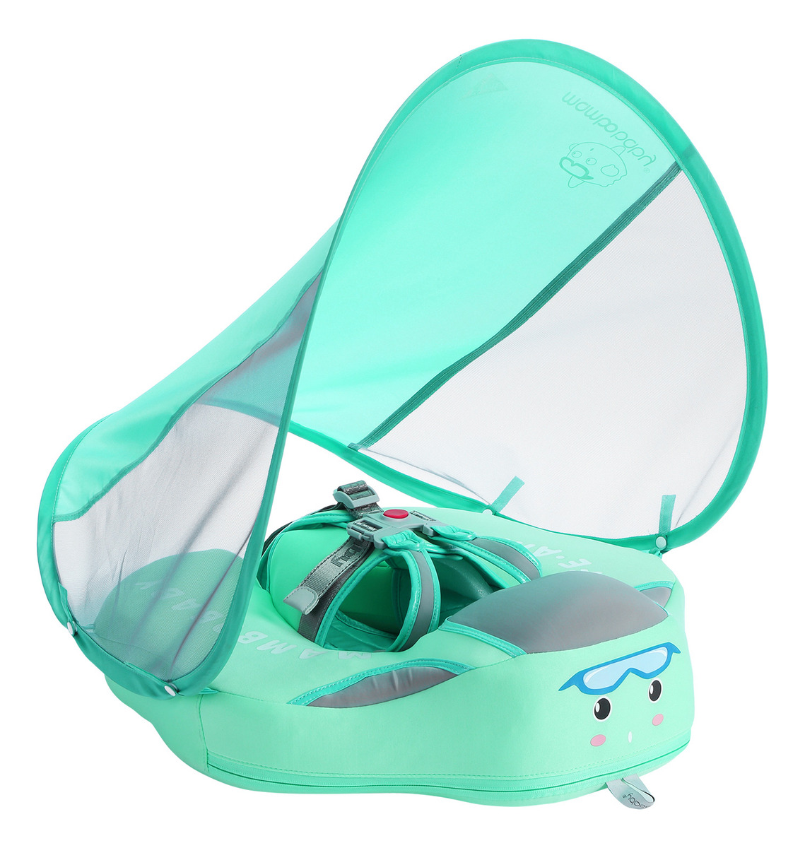 Bóia De Bebê Não Inflável Com Dossel Infantil Swimming Green