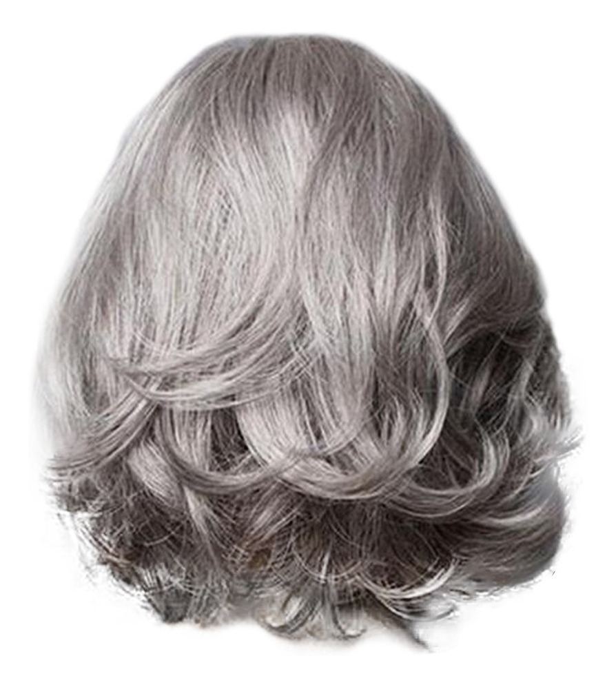 Peruca Feminina Cabelo Sintético Cinza Peruca De Onda De Cab - Imagem 7