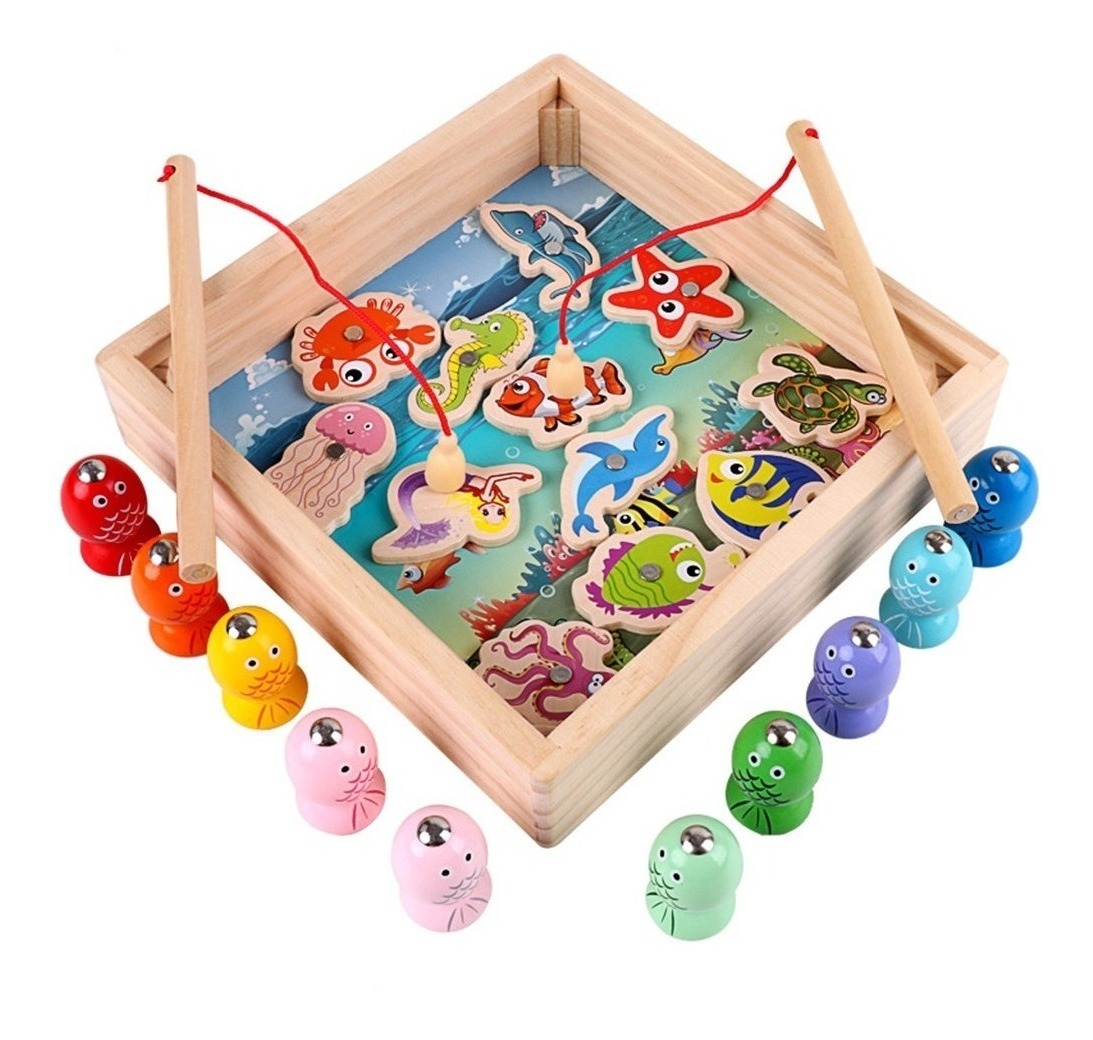 Brinquedo De Madeira Para Jogos De Pesca Brinquedos - Imagem 3