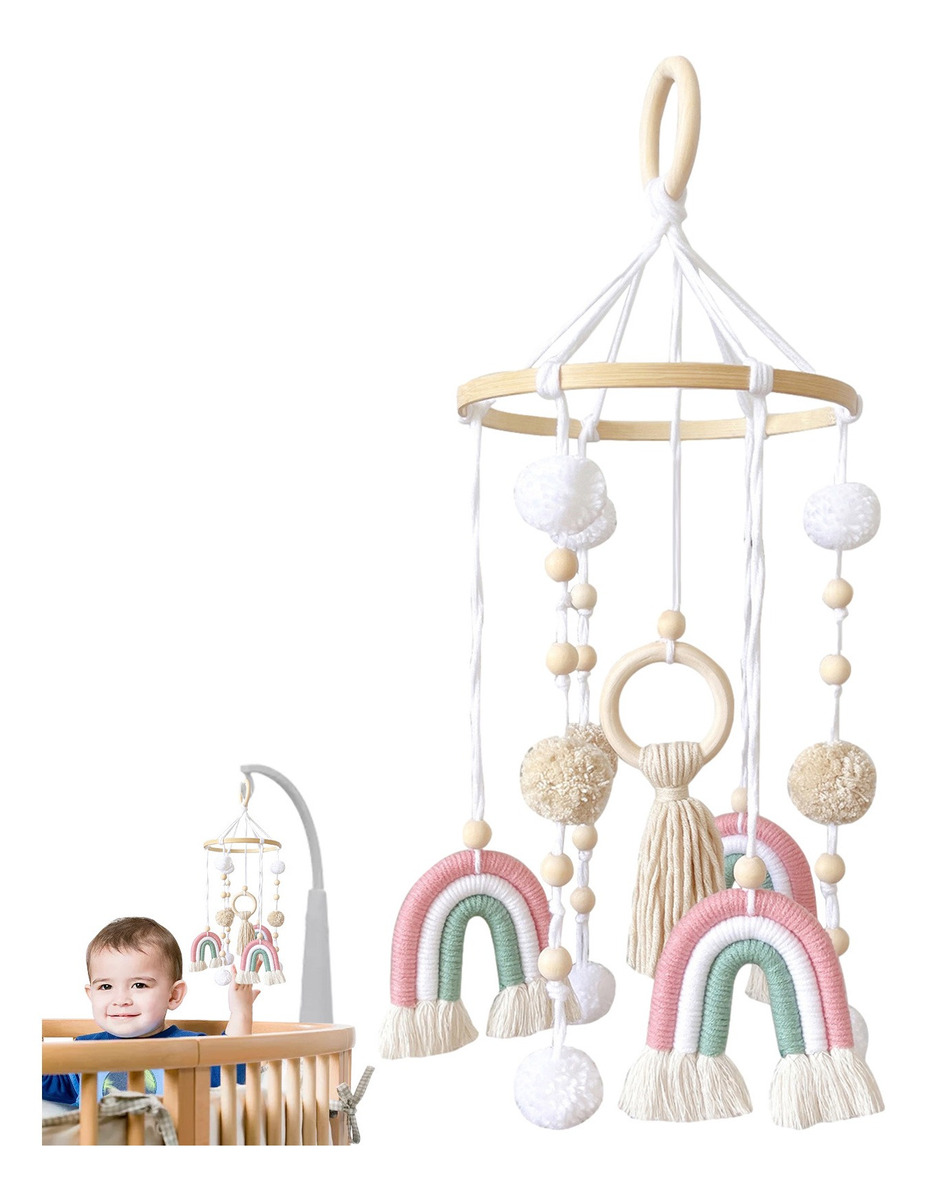 Cama De Bebê Móvel De Madeira Rainbow Mobile Baby Wind Chime - Imagem 13
