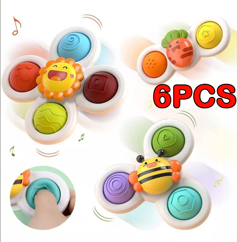 6 Peças De Brinquedo Giratório Baby Sucker, Ventosa Giratóri