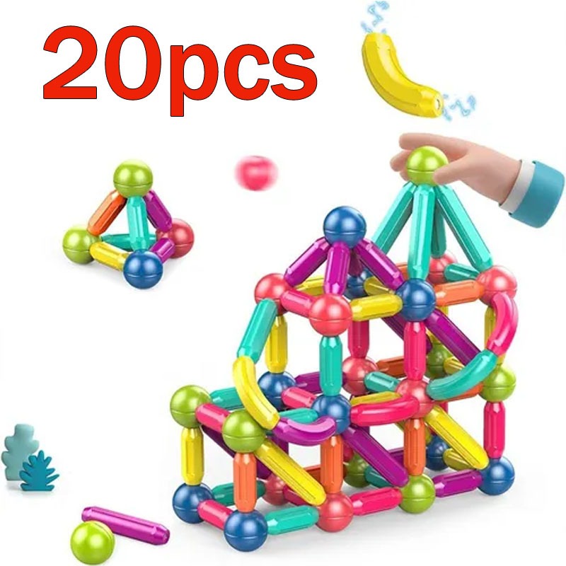 20pcs Magnetic Stick Building Blocks Jogo Ímãs Conjunto - Imagem 10