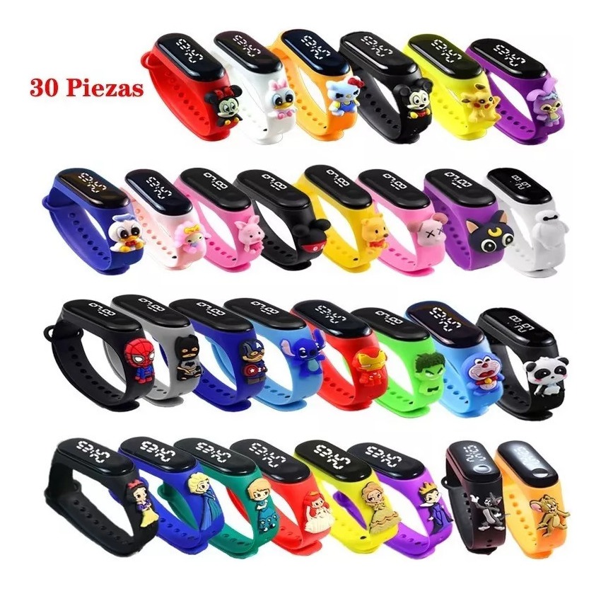 Pacote Com 30 Relógios Infantis, Pulseira Led, Presente De D