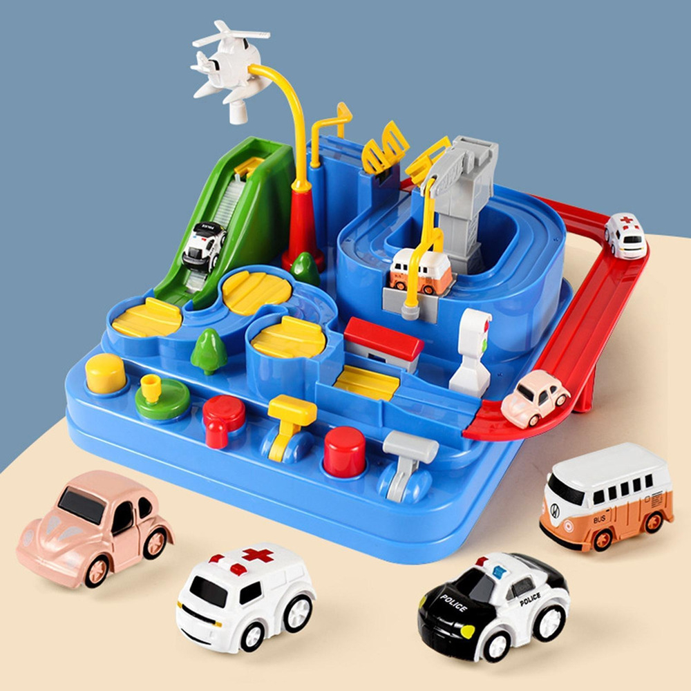 Jogo De Pistas De Corrida De Brinquedos De 2 Carros Azuis - Imagem 4