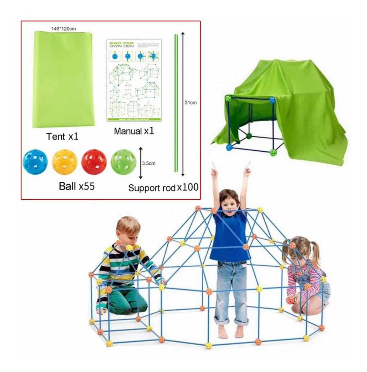 Conjunto De Construção De Barraca Infantil 155pcs Diy