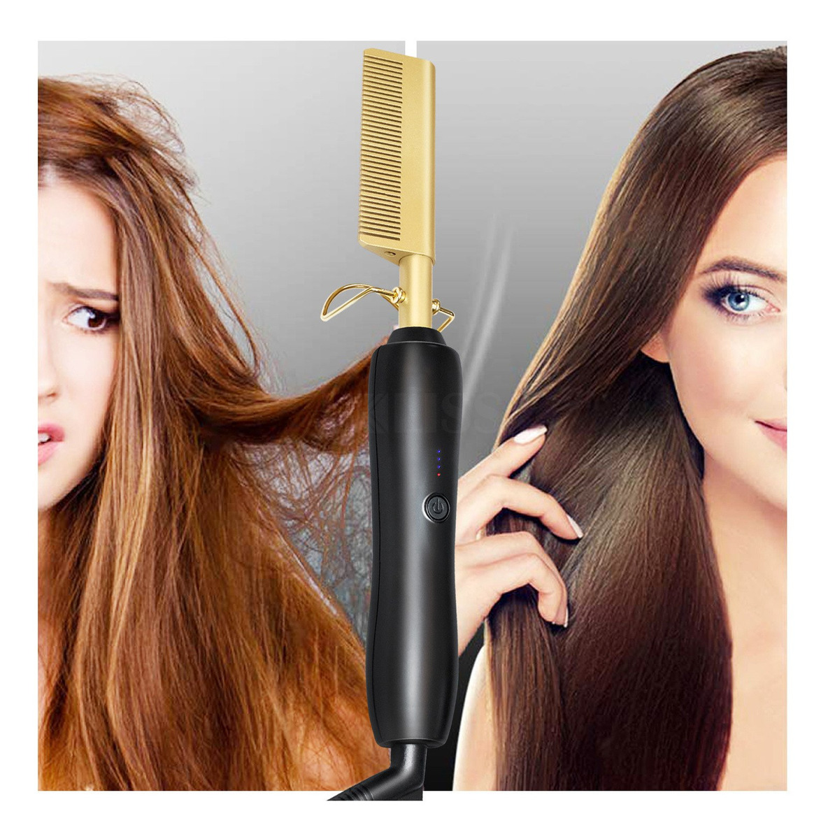 Alisador De Cabelo Aquecimento Quente Pente De Ferro Liso - Imagem 7