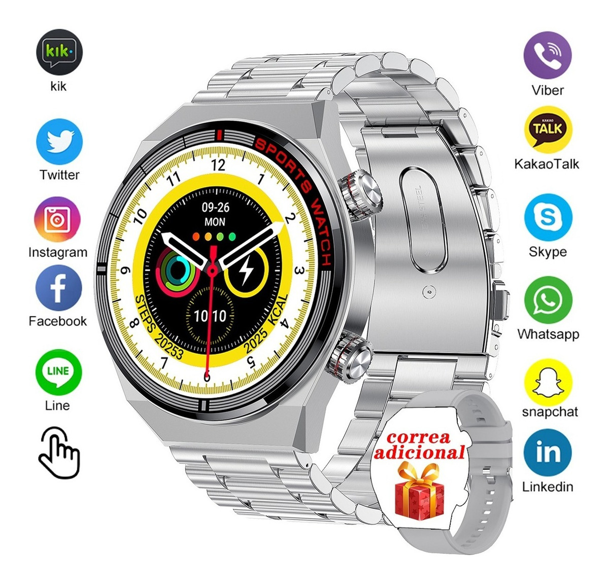 Novo Smartwatch Bluetooth Call, Moderno, Masculino,