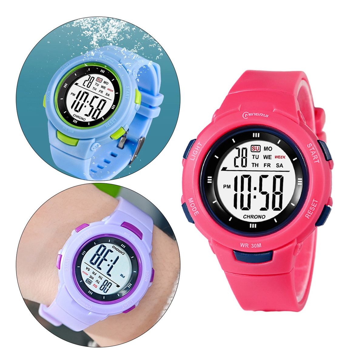 Meninos Girls Digital Watch Electro Impermeável Ao Ar Livre - Imagem 59