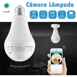 Icsee 1080p Hd Lâmpada Com Câmera 360° Espia Wifi Alarme