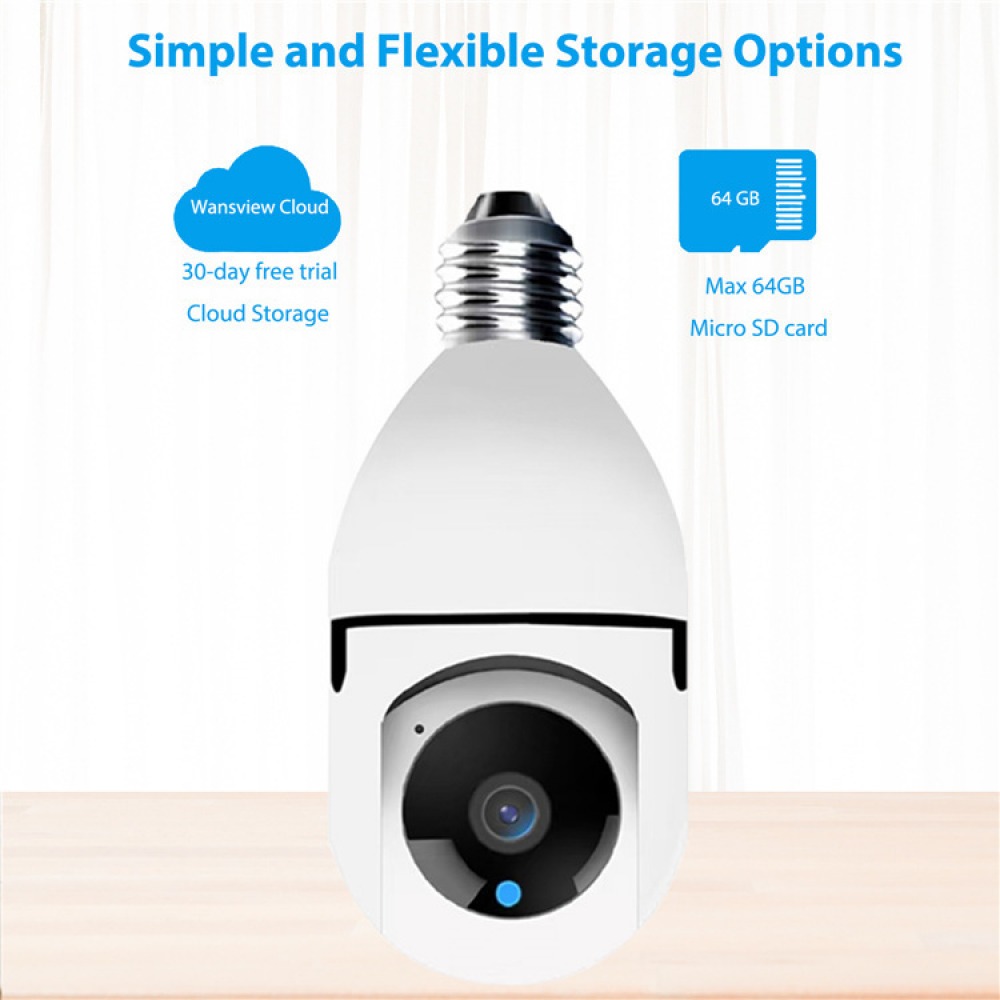 Camera Ip Segurança Lampada Panoramica Wifi Espia C/rastreio - Imagem 3