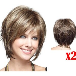 2pcs Cabelo Curto Feminino Peruca De