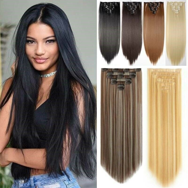 7 Conjuntos De Perucas Femininas De Cabelo Comprido - Imagem 2