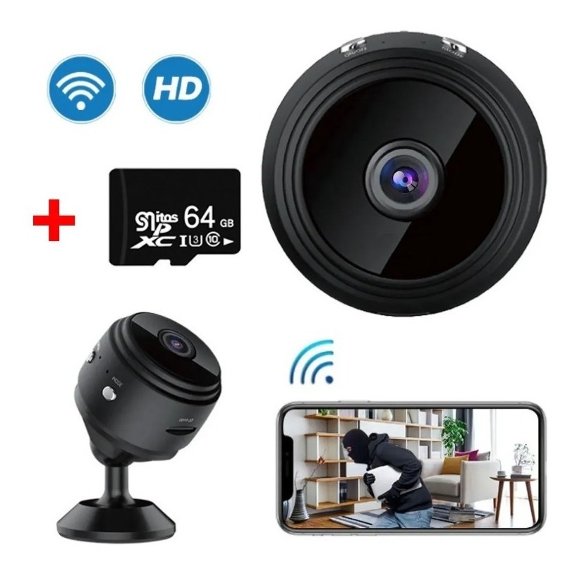 Mini Espião Câmera Ip Wifi Full Hd Night Vision App+64g Cart