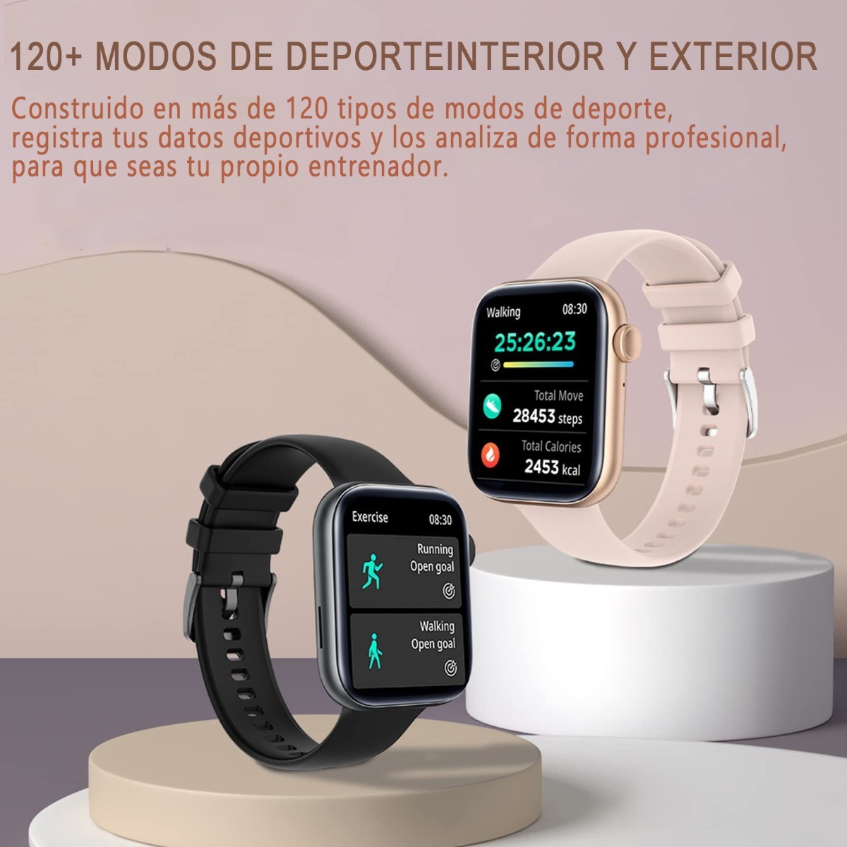 Smartwatch Impermeável Com Bluetooth Rosa Sobre Cinta Preta - Imagem 18
