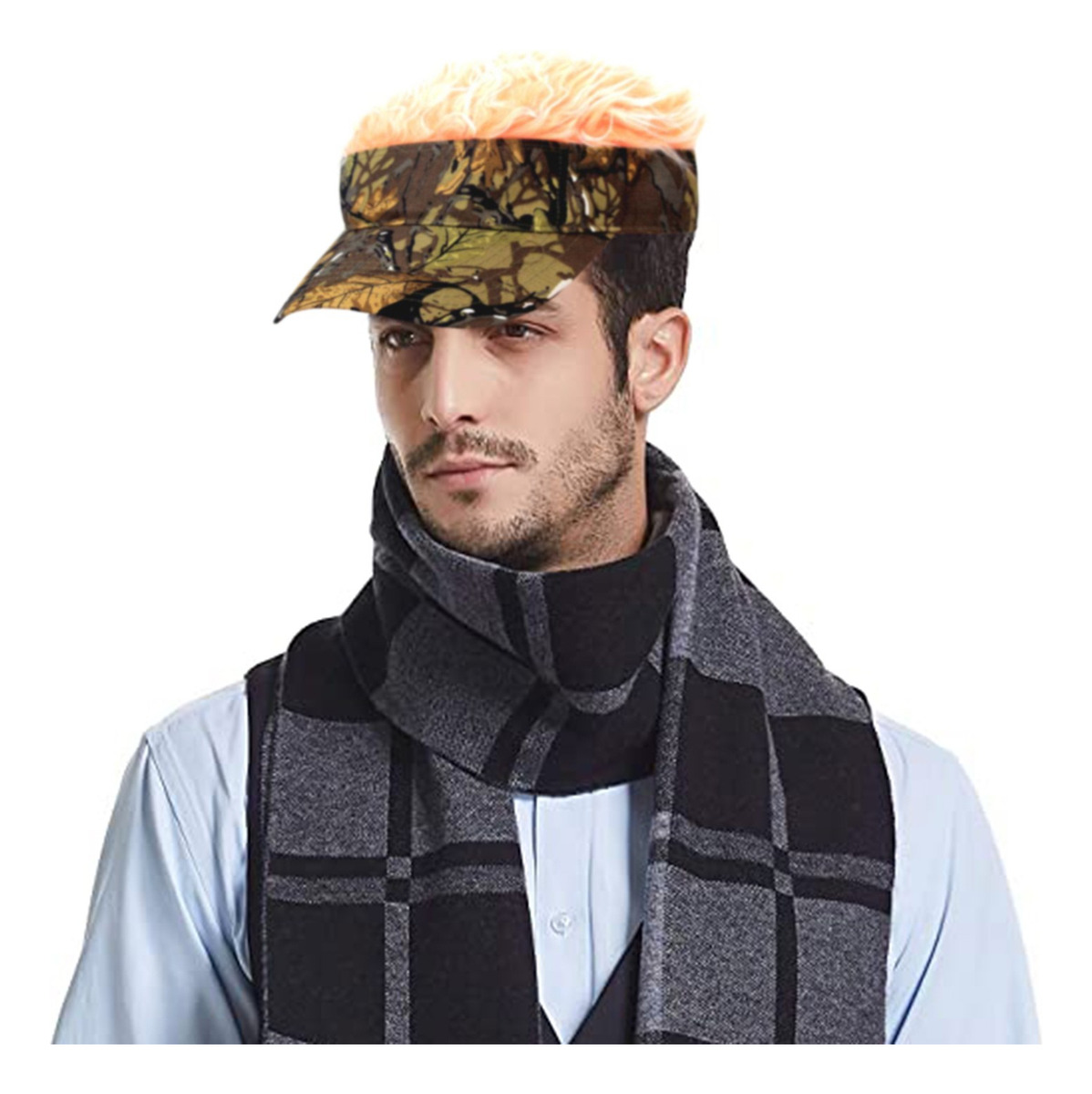 Boné De Peruca Com Peruca De Cabelo De Camufla Falsa Base Só - Imagem 12