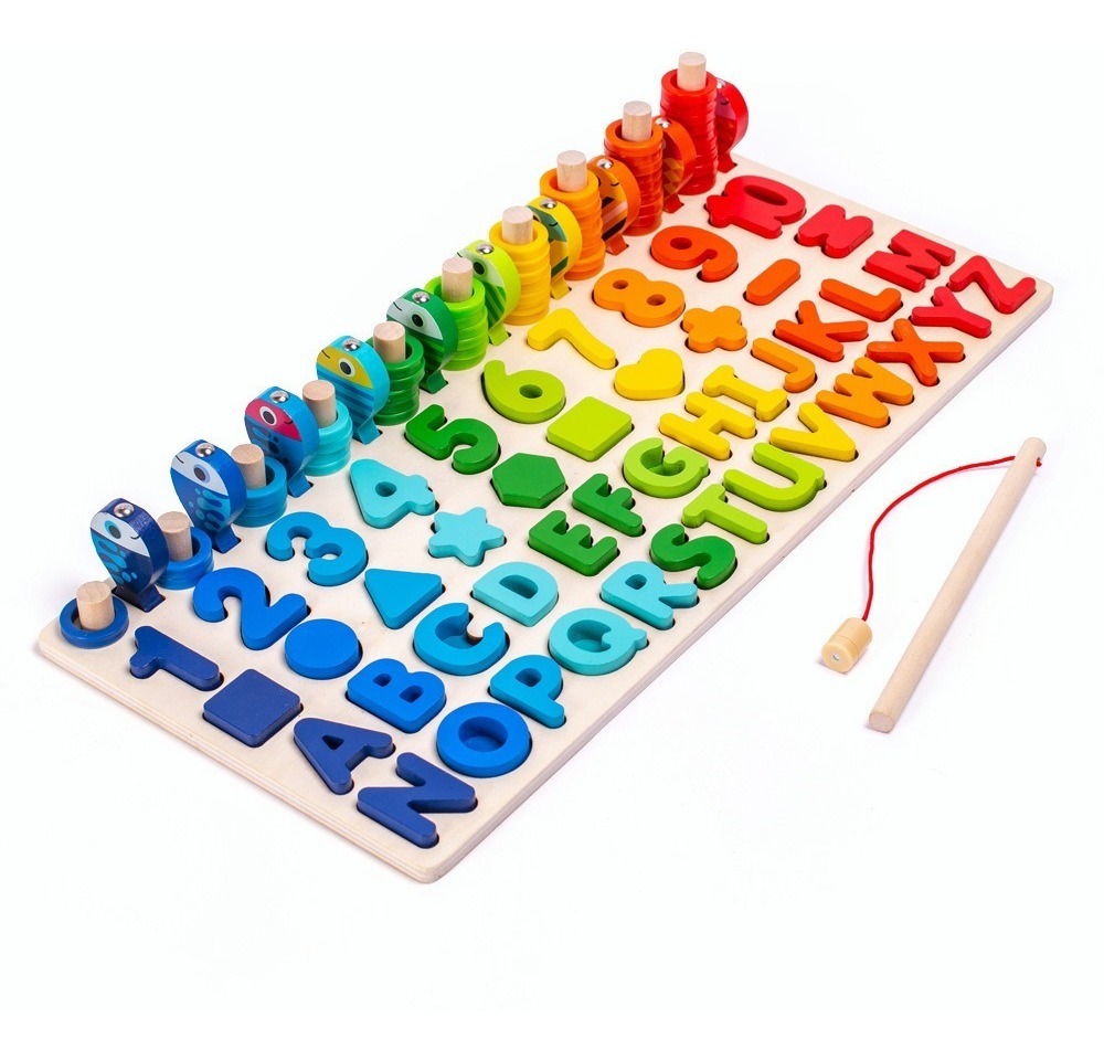Montessori Jogo Educacional Tabuleiro Letras Números Figuras - Imagem 6