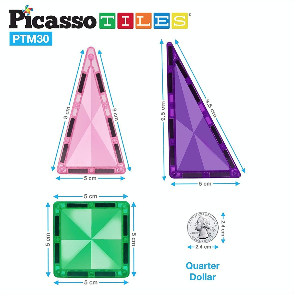 Picassotiles 30 Peças Magnéticos Blocos De Construção Mini D - Imagem 7