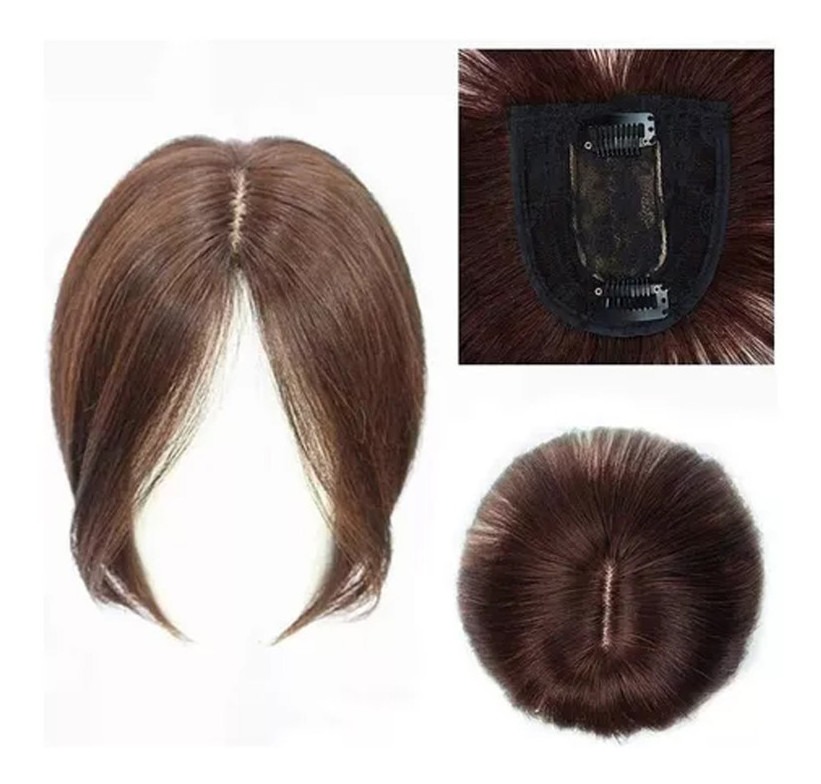 Peruca De Cabelo Humano Topper, Moldada Na Frente 28cm - Imagem 5