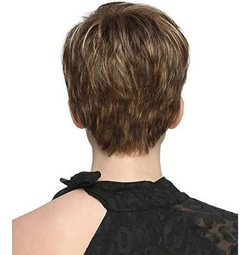Peruca Feminina De Cabelo Curto Castanho Loiro - Imagem 6