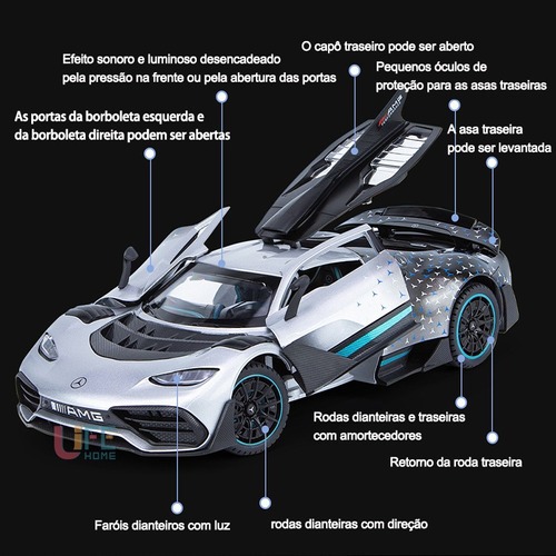 Carro Miniatural Benz Amg One Com Som E Luzes 1/24 - Imagem 2
