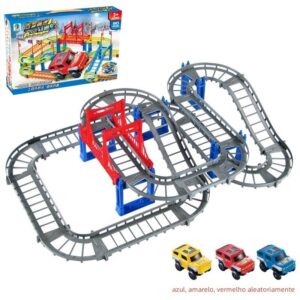Pista Carrinhos De Brinquedo Infantil Cinza Carro Corrida