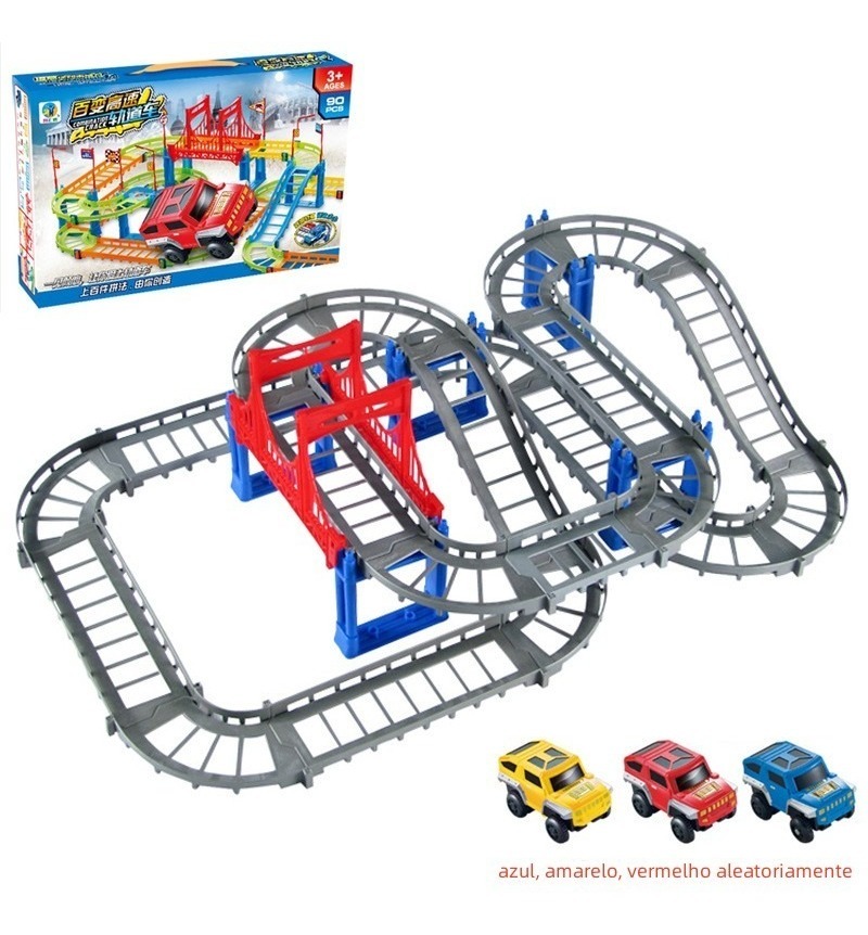 Pista Carrinhos De Brinquedo Infantil Cinza Carro Corrida