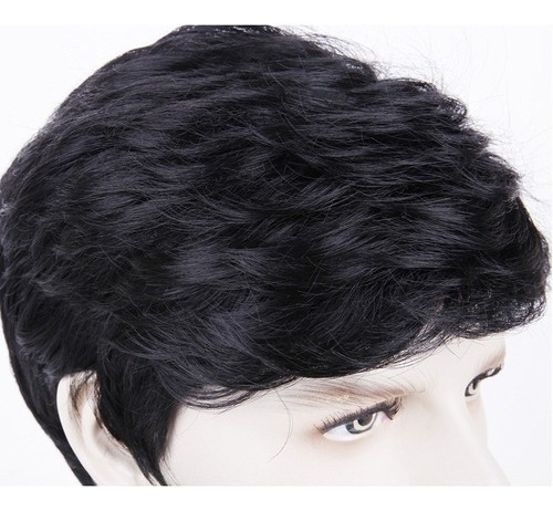 Peruca Masculina Curta, Cabelo Liso, Perucas Sintéticas, Fre - Imagem 4