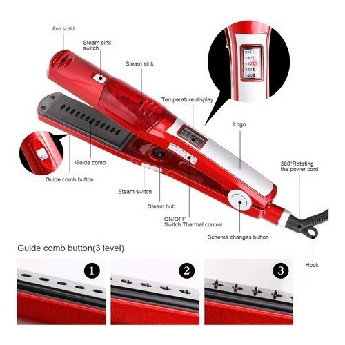 Alisador De Cabelo Pente De Cabelo Elétrico Rápido Steampod - Imagem 4