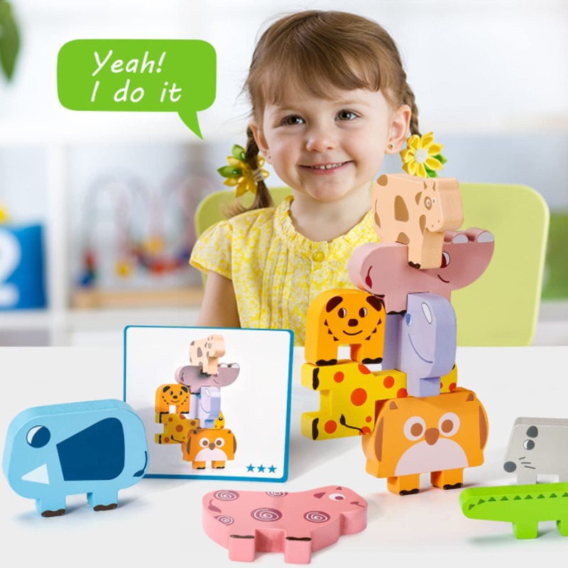 Blocos De Jogos Para Animais Empilhados Montessori De Alto E - Imagem 5