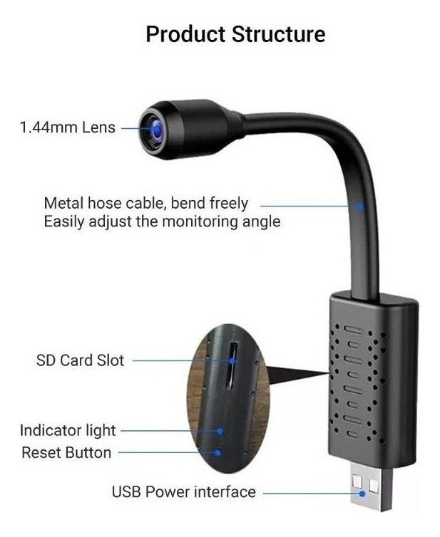 Mini Câmera Hidden Usb Wifi Spy Gravando Áudio Discreto Vid - Imagem 7