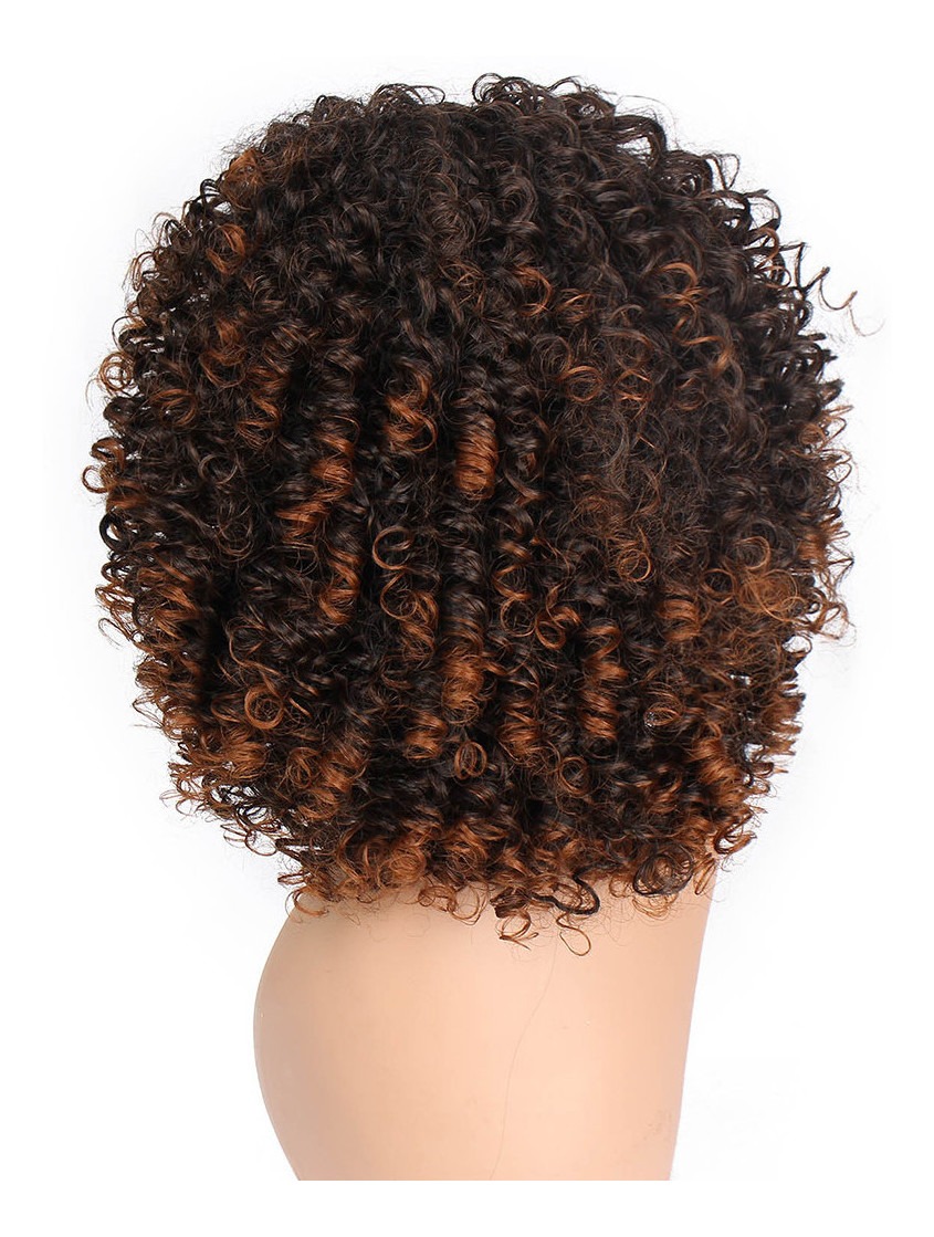 Hort Afro Encaracolado Mix Peruca De Cabelo Cinza Com Franja - Imagem 5