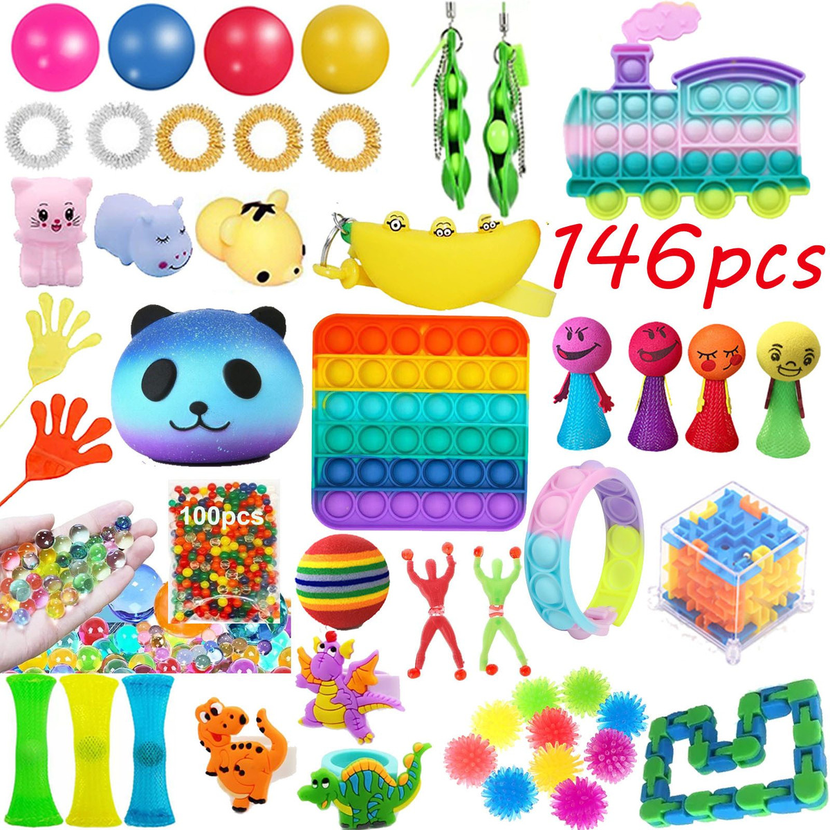Kit Antiestresse Sensorial Infantil, Pacote Com 146 Unidades
