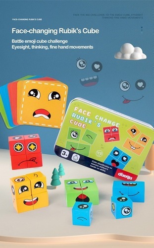 Blocos De Construção De Emoji De Madeira Brinquedo De Jogo - Imagem 7