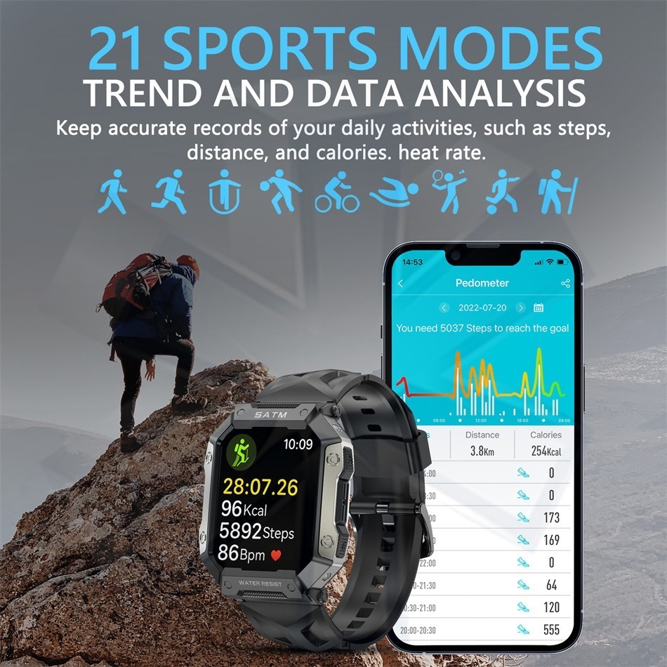 Smartwatch Masculino Ip68 Impermeável Esportivo Relógio Inte - Imagem 5