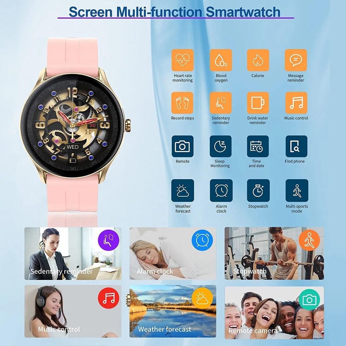 Smartwatch Para Mulheres Homens Fitness Tracker Wat - Imagem 7